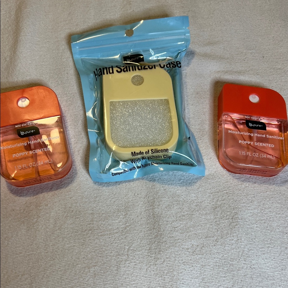 Orange and Red Hand Sanitizer Set with Silicone Case